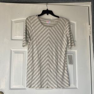 New LuLaRoe short sleeve grey striped top size L